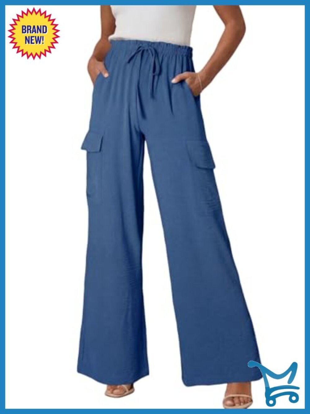 Wide Leg Cargo Pants with Drawstring Waist Lounge Trousers Casual